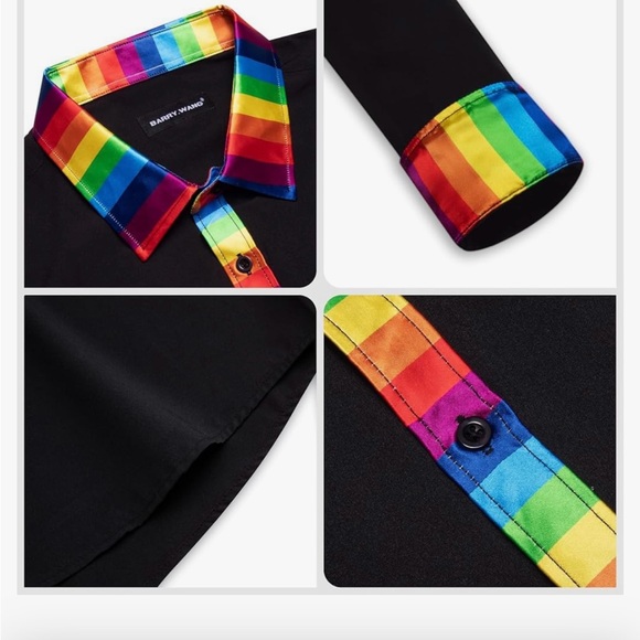 💜🩷💛🖤 (MEN Collared Shirt)💜💛🩷🖤 - Picture 3 of 5